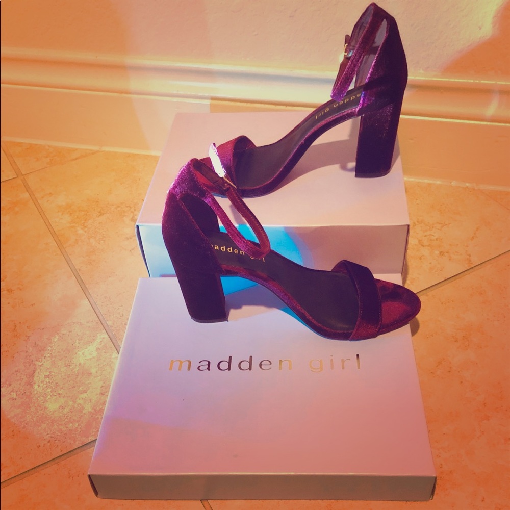 New Burgundy Velvet Sandals
